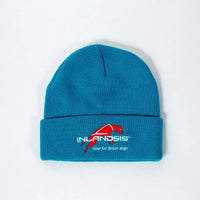 Blaue Haube oder Muetze, Kopfbedeckung mit Inlandsis Logo