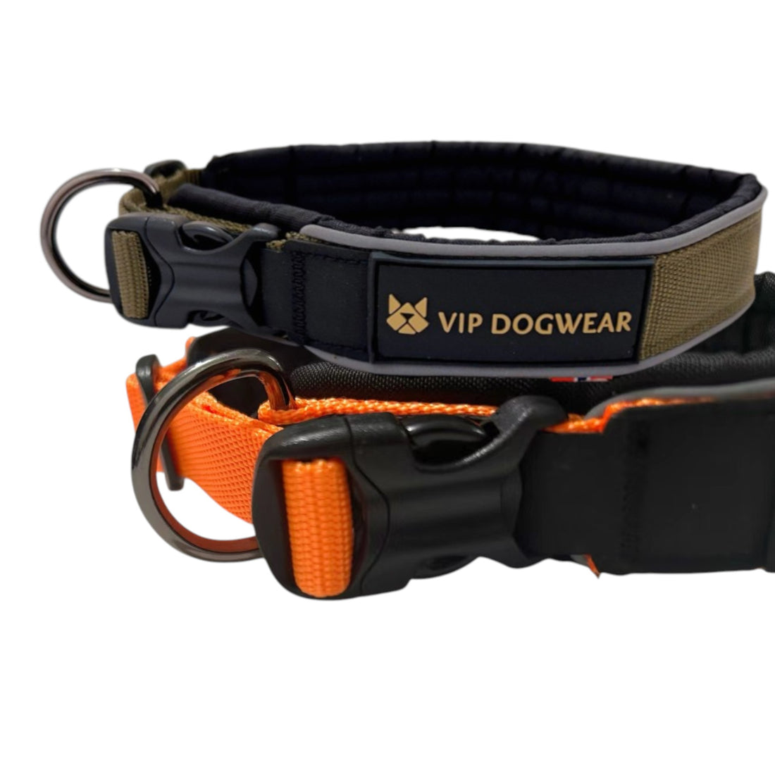 VIP Dogwear Klickverschluss Halsband in Orange und Olive