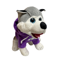Großer Plüsch Husky mit Lila Jacke