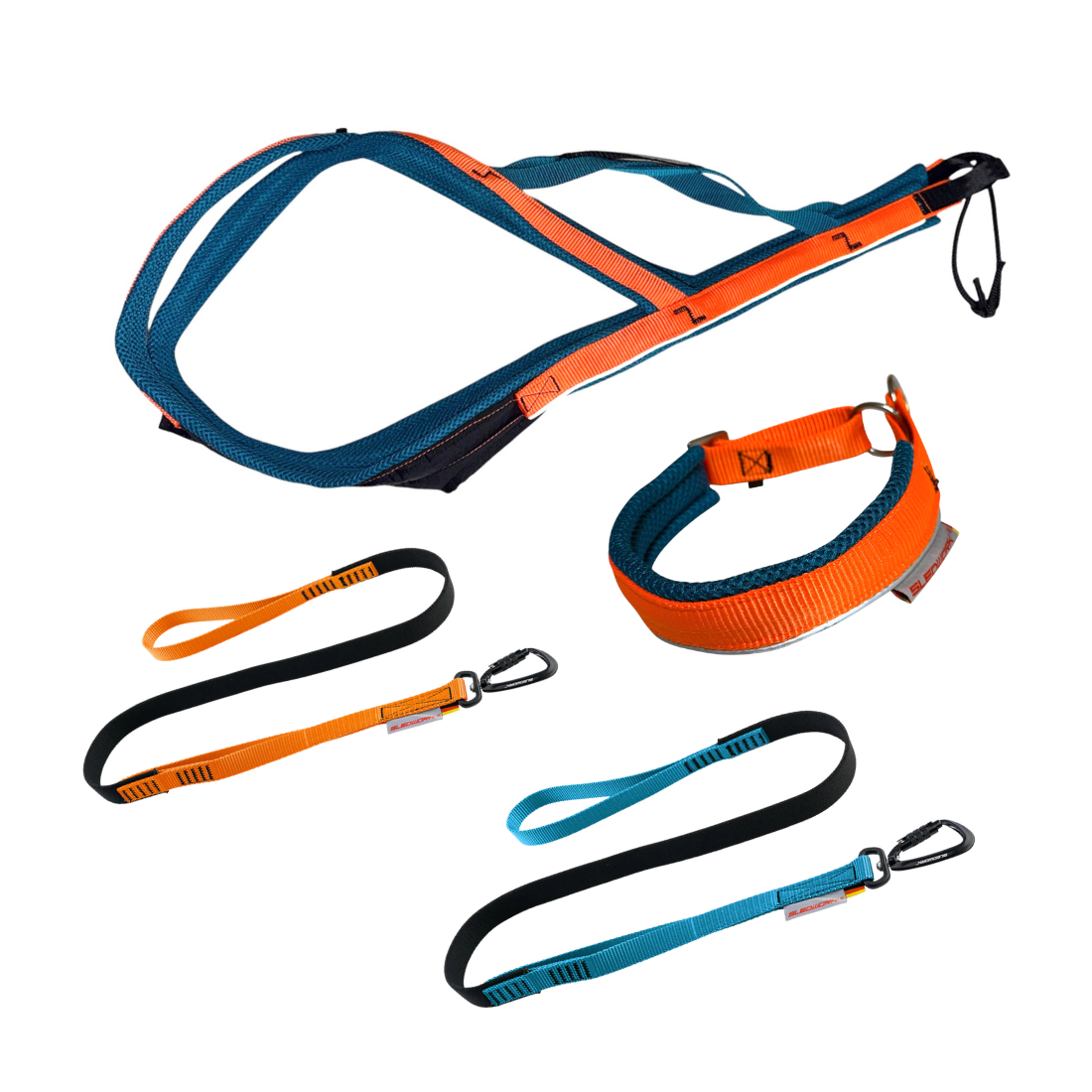 Sledwork Xback Active G2 Set Neonorange-Petrol | Zuggeschirr, Halsband & Zughundeleine
