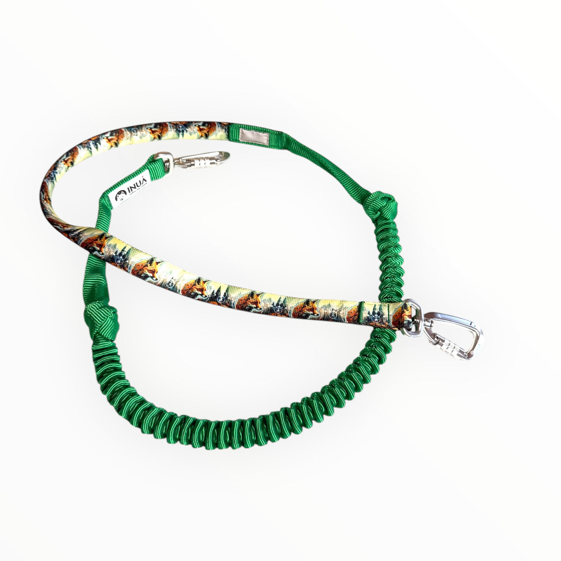 Canicross Zugleine von INUA Dogs in Grün mit Fuchs Muster