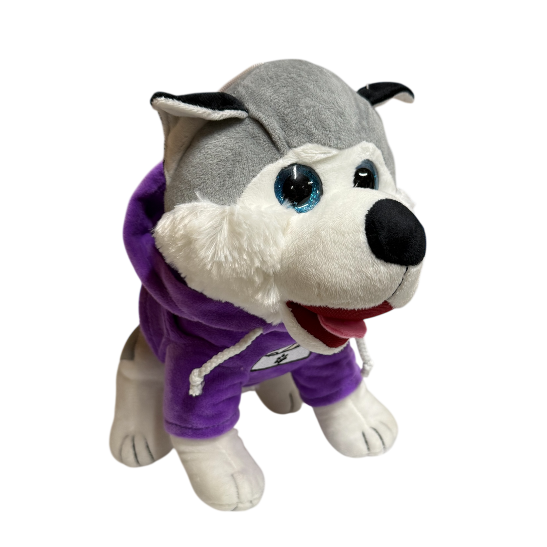 Großer Plüsch Husky mit Lila Jacke