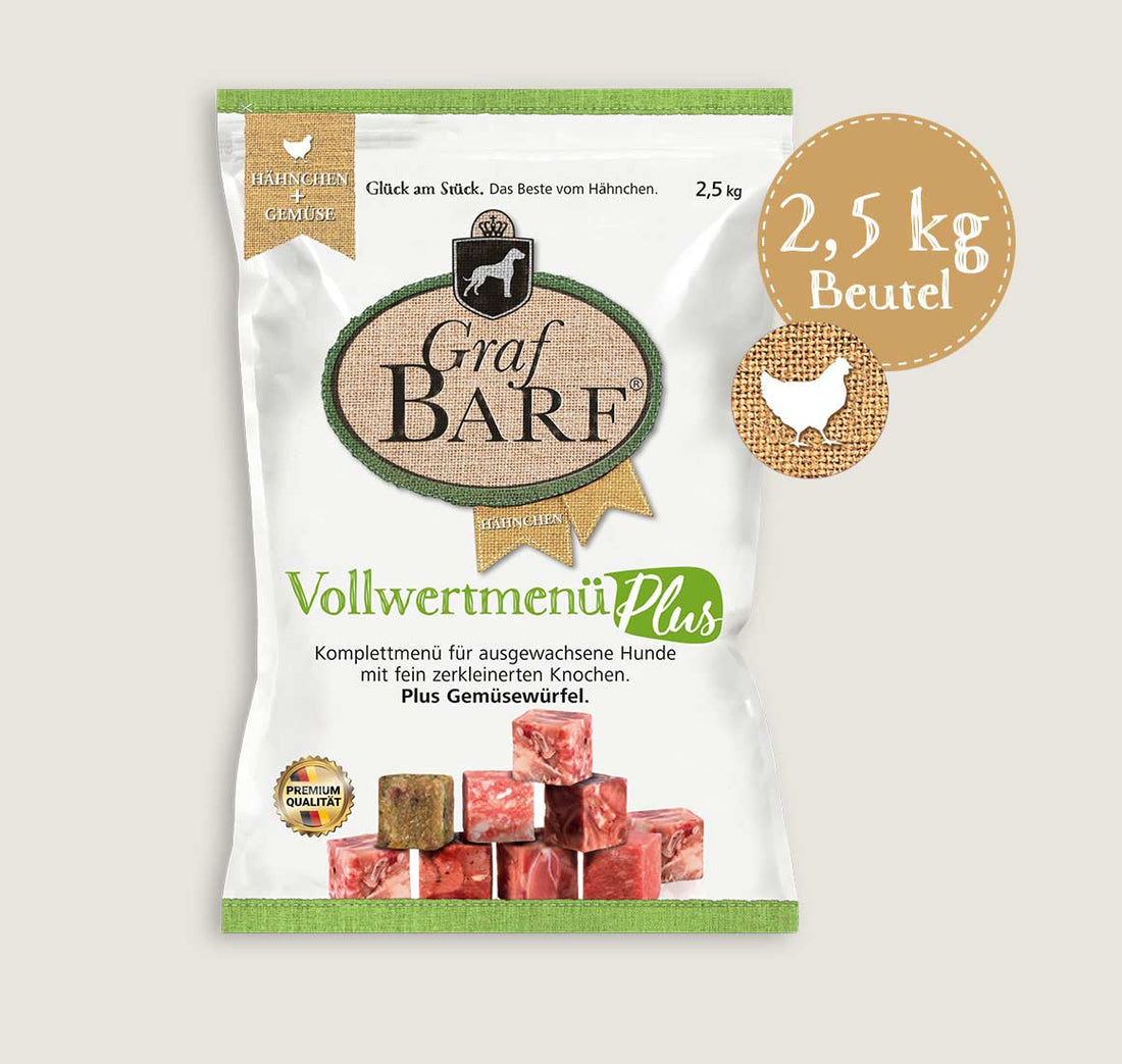 Graf Barf Vollwertmenü Plus Hähnchen 2,5 Kg – Schonendes BARF-Komplettmenü