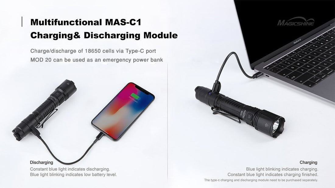 Magicshine MTL30 Taschenlampe incl. 2.6 LI ION Akku & USB-C Ladeeinheit