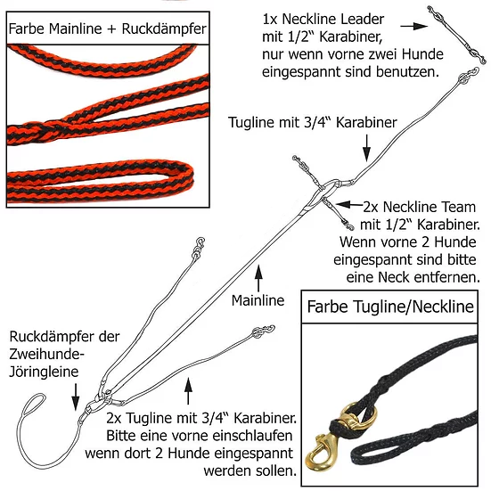 Zugleinenset 2-3 Hunde Dyneema